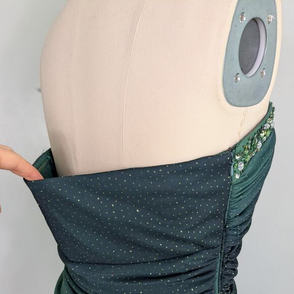 Vintage Nites Prom Dress Maxi Gown 14 Green Ombre Y2K Fairy Rhinestone Glam - Picture 8 of 12